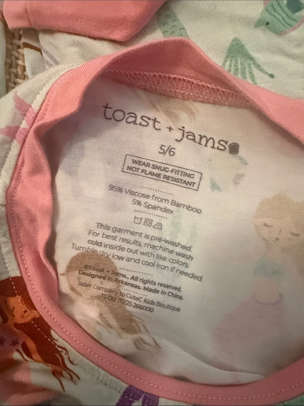 Toast + Jams Toddler Girl Bamboo Mermaid Pajama Set 5-6 years 5T